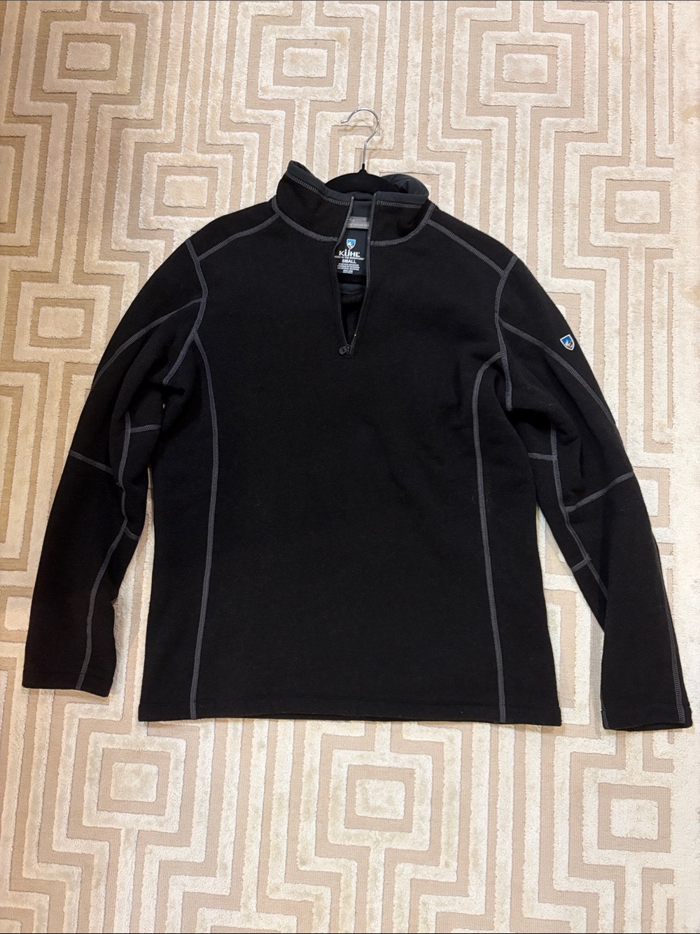KÜHL Black 1/4 Zip Fleece Pullover with Contrast Stitching